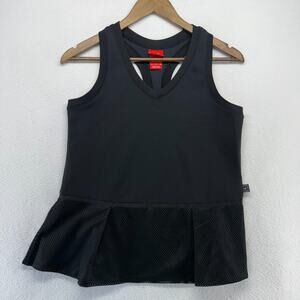 Nike Court Tank Top Women's Small Black Tennis V Neck Preppy Solid Athletic Mesh
